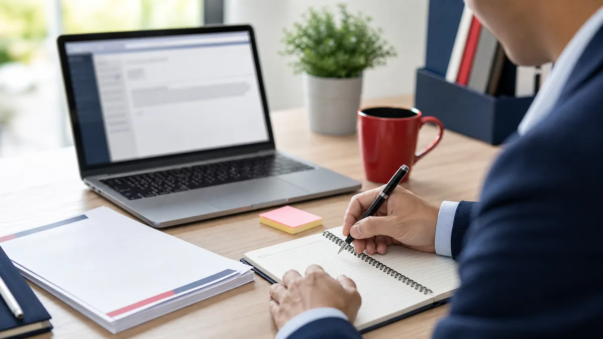 Email professionnel en anglais et notes de feedback pour préparer une réponse claire